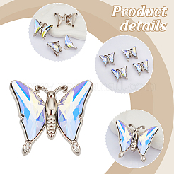 4Pcs Alloy & Glass Buckle&nbsp;BUTT-GA0001-05