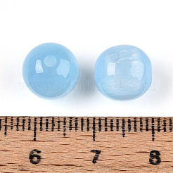 樹脂ビーズ  模造キャットアイビーズ  ラウンド  ライトスカイブルー  10mm  穴：1.5mm&nbsp;X1-RESI-YW0004-29B-03