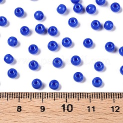 不透明色のガラスシードビーズ  ラウンド  ブルー  4.5x3.5mm  穴：1mm  約4500個/ポンド&nbsp;SEED-C001-02B-06