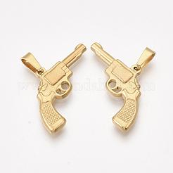 304ステンレスペンダント  銃の形  ゴールドカラー  22x34x4mm  穴：7x4mm&nbsp;STAS-T045-31G