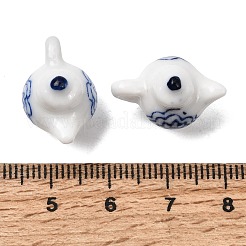 手作りの陶器ビーズ  ティーポット  青と白の磁器模様  ブルー  14x20x13mm  穴：2mm&nbsp;PORC-A032-04
