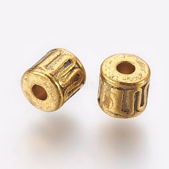チベット風合金ビーズ  コラム  アンティーク黄金  カドミウムフリー＆ニッケルフリー＆鉛フリー  4.5x4.5mm  穴：1.5mm&nbsp;GLF0030Y-NF
