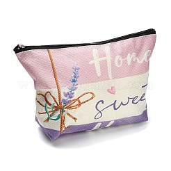Lavender Printed Linen Storage Zipper Clutch Bags&nbsp;ABAG-Z002-02B
