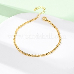 Brass Curb Chain Bracelets for Women&nbsp;BJEW-C140-14G
