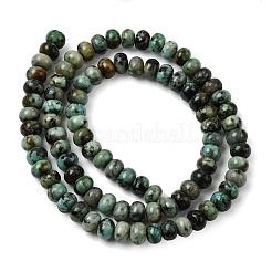 天然アフリカンターコイズ（ジャスパー）ビーズ連売り  ロンデル  6.5~7x4~4.5mm  穴：0.8mm  約89個/連  15.35''（39センチメートル）&nbsp;G-A280-A23-01