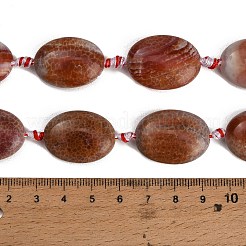 ファイヤーアゲートクラックルビーズ連売り  染め＆加熱  フラットオーバル  チョコレート  26~27.5x19.5~20.5x9.5~10.5mm  穴：2mm  約12個/連  15.55~15.87''（39.5~40.3センチメートル）&nbsp;GG-CBAE0EB-03D