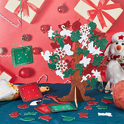 DIYクリスマスツリーの飾り付け  フォームとラインストーンのステッカーを含む  3D 未完成の木  長方形フェルト グリッター フォト フレーム カードと小刻みにぎょろ目カボション  ミックスカラー  木：290x220x152mm&nbsp;DIY-OC0010-43