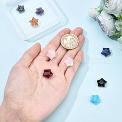 9個 9スタイルの天然混合宝石チャーム  スター  多面カット  13~13.5x14~14.5x6~6.5mm  穴：0.8mm  1個/スタイル&nbsp;G-BC0001-18