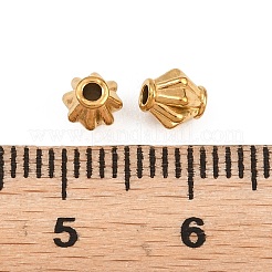 304ステンレススチールビーズ  18KGP本金メッキ  イオンプレーティング（ip）  双円錐形  5x5mm  穴：1.4mm&nbsp;STAS-D394-02M-G
