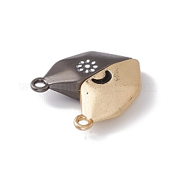 ラブハート合金マグネットクラスプ  ムーン スター 模様 カップル ジュエリー ブレスレット ペンダント ネックレス メイキング用クラスプ  グレー＆ウィート  ミックスカラー  20x18x6mm  穴：1.6mm&nbsp;FIND-C013-02E
