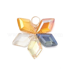 9Pcs 3 Colors Electroplate Rhombus Glass Pendants&nbsp;PALLOY-JF04507