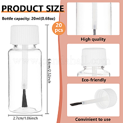 DIYのエッセンシャルオイルボトル  プラスチック製の空のボトル  キャップとソフトブラシ付き  ホワイト  2.7x6.4cm  容量：20ml（0.68fl.oz）&nbsp;AJEW-WH0348-302B-01