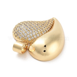 Brass Micro Pave Clear Cubic Zirconia Pendants&nbsp;KK-C064-01G