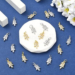 10Pcs 2 Colors Rack Plating Brass Pave Cubic Zirconia Pendants&nbsp;KK-YW0004-32