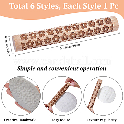 6Pcs 6 Styles Wood Handle Clay Texture Roller&nbsp;TOOL-CN0001-11