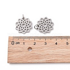 変色しにくい304ステンレススチールペンダント  花  ステンレス鋼色  16.5x16x1mm  穴：3mm&nbsp;STAS-S105-T516S