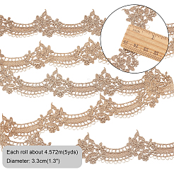 ポリエステルレーストリム  ガーメントアクセサリー  花柄  淡い茶色  1-1/4インチ（33mm）  5ヤード  4.572メートル/セットについて&nbsp;OCOR-AR0001-24