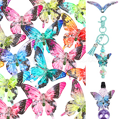 36Pcs 6 Colors Printed Transparent Acrylic Beads&nbsp;OACR-PA0002-17