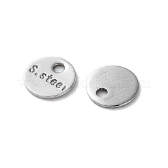 304ステンレススチールチャーム  アジャスターチェーンドロップ  単語 s.steel  フラットラウンド  6x0.5mm  穴：1.2mm&nbsp;STAS-V007-03F-P