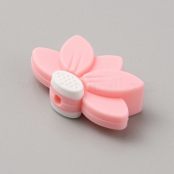 ロータス食品グレードの環境に優しいシリコーンビーズ  ピンク  18x30x8mm  穴：2.2mm&nbsp;SIL-WH0013-50A