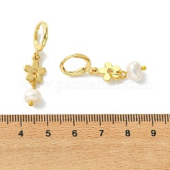 Valentine's Day Natural Pearl & Brass Hoop Earrings&nbsp;EJEW-JE07024