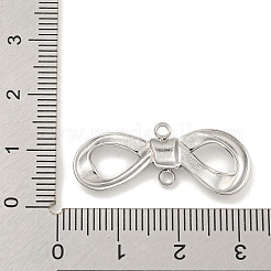 変色しない304ステンレススチールの蝶結びリンクコネクタチャーム  ステンレス鋼色  11x30x3mm  穴：1.6mm&nbsp;STAS-A099-10P