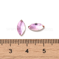 ガラスラインストーンカボション  ポイントバック＆バックメッキ  多面カット  馬の目  ライトローズ  10x5x3mm&nbsp;RGLA-P037-09B-D223