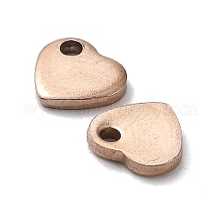 イオンプレーティング（IP）304ステンレススチールチャーム  空白タグのスタンプ  ハート  ローズゴールド  5x6x1mm  穴：1mm&nbsp;LS-STAS-L234-045A-RG