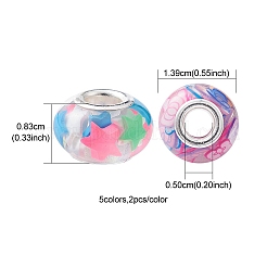 10Pcs 5 Colors Transparent Resin European Rondelle Beads&nbsp;RPDL-YW0001-07B