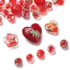38Pcs 9 Styles Handmade Gold Sand Lampwork Beads&nbsp;LAMP-FS0001-37