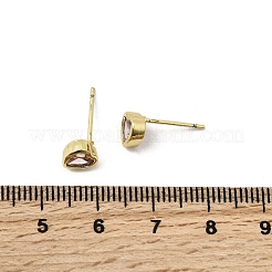Brass Cubic Zirconia Heart Stud Earrings&nbsp;EJEW-L261-030G