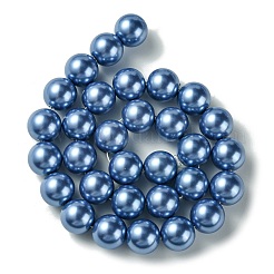 環境に優しいガラスパールビーズ連売り  グレードA  ラウンド  染め  コットンコードねじ切り  コーンフラワーブルー  14mm  穴：1.2~1.5mm  約30個/連  15.7インチ&nbsp;X-HY-A008-14mm-RB015