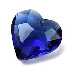 ガラスチャーム  多面カット  シャンデリアクリスタル吊り下げペンダント用  ハート  ブルー  43.5x45.5x26mm  穴：1.8mm&nbsp;X1-EGLA-M028-01E
