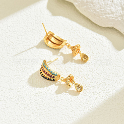 Brass Colorful Cubic Zirconia Teardrop Dangle Stud Earrings&nbsp;SA6678