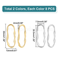 16個 2色 304ステンレススチール リンキングリング  不規則な楕円形  ゴールデン·ステンレス鋼色  34x13x2mm  内径：30.5x7.5mm  8個/カラー&nbsp;STAS-UN0050-16