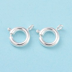 環境に優しい真鍮製のスプリング リング クラスプ  カドミウムフリー＆鉛フリー  長持ちメッキ  925銀メッキ  9x2mm  穴：1.5mm  内径：5mm&nbsp;LS-KK-D082-01B-S