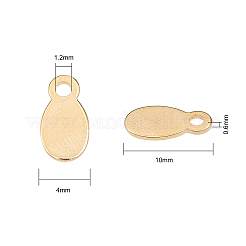 304ステンレススチールチャーム50個  空白タグのスタンプ  オーバル  ゴールドカラー  10x4mm  穴：1.2mm&nbsp;STAS-CJ0001-164G