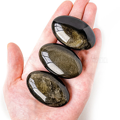 Oval Natural Golden Sheen Obsidian Healing Massage Palm Stones&nbsp;WG38727-01