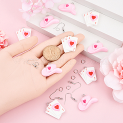 DIY Playing Card & Hat Resin Pendants Dangle Earring Making Kits&nbsp;DIY-YW0010-87