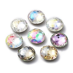 K9ガラスラインストーンカボション  フラットバック＆バックメッキ  多面カット  半円  ミックスカラー  12mm&nbsp;X-RGLA-P035-04B-M