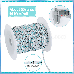 50m 1芯ポリエステル＆スパンデックスコードロープ  プラスチックスプール付き  ロープブレスレット作りに  ホワイト  2mm&nbsp;RCP-SP0001-01F