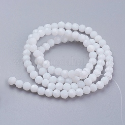 ファセット(32面)ラウンドガラスビーズ連売り  ホワイト  4mm  穴：1mm  約88~90個/連  28~30cm&nbsp;X-EGLA-J042-4mm-26