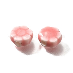 手作りの陶器ビーズ  花  ピンク  9.5x10x5~5.5mm  穴：1.8~2.2mm&nbsp;PORC-H013-04-02
