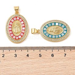 Brass & Shell & Clear Cubic Zirconia Pendants&nbsp;KK-I712-09G