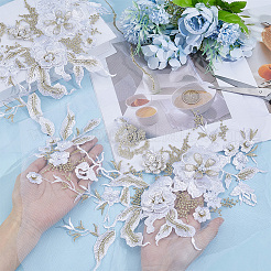2Pcs 3D Flower Beading Polyster Embroidery Ornaments Accessories&nbsp;DIY-CY0003-64A