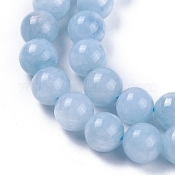 天然石ホワイトジェイドビーズ連売り  染め  模造アクアマリン  ラウンド  8~8.5mm  穴：1.2mm  約47個/連  14.8インチ〜15インチ（37.5~38cm）&nbsp;X-G-L500-01-8mm
