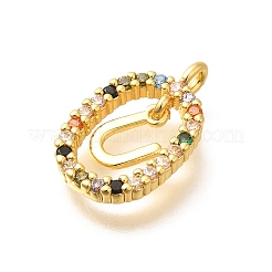 Brass Micro Pave Cubic Zirconia Pendants&nbsp;ZIRC-P123-01G-U02
