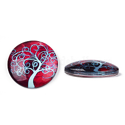 Half Round/Dome Tree Pattern Glass Flatback Cabochons for DIY Projects&nbsp;GGLA-Q037-25mm-M28-04