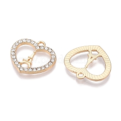 ラックメッキ合金ペンダント  ラインストーン付き  エッフェル塔とハート  クリスタル  17.5x18.5x1.5mm  穴：1.6mm&nbsp;FIND-N005-28G-A