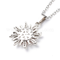 Cat Eye Sun Pendant Necklace with 304 Stainless Steel Cable Chains for Women&nbsp;NJEW-JN03974